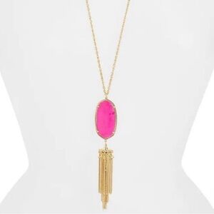 Kendra Scott Rayne Necklace with Pink Pendant.